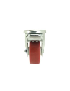 RUEDA DE MANIPULACIÓN CON AGUJERO PASANTE Y FRENO, DE POLIURETANO ROJO, DIÁMETRO DE 80 MM, CAPACIDAD DE CARGA DE 100 KG - S06NP 