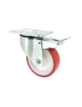 Roulette pivotante à frein en nylon polyuréthane diamètre 100 mm