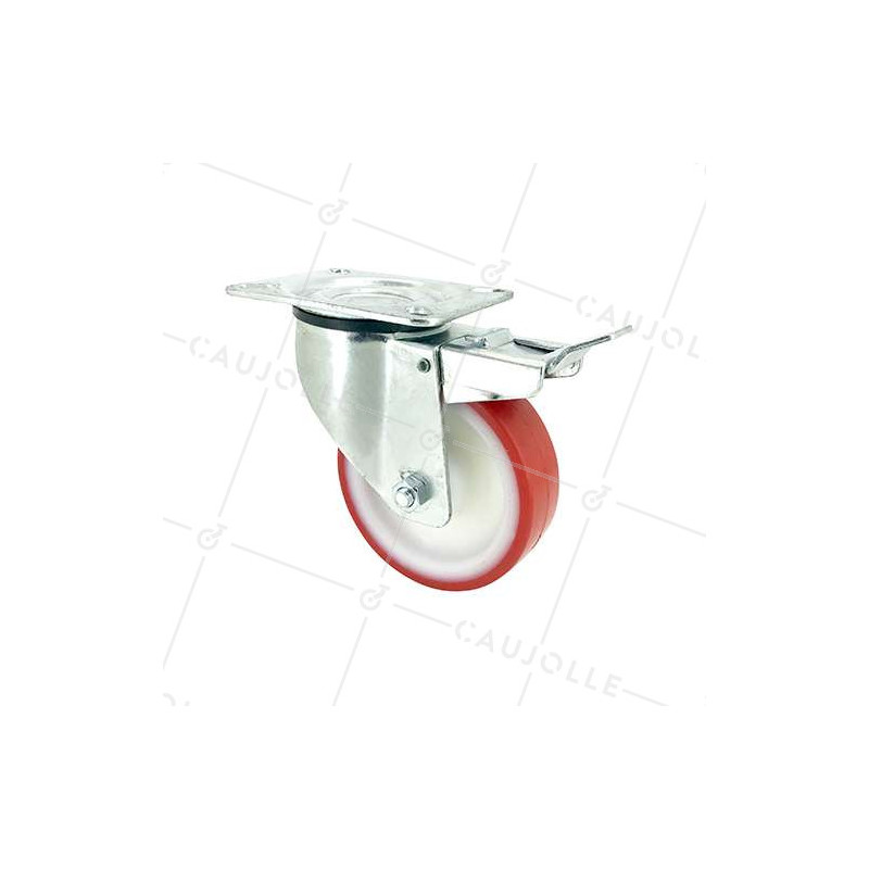 Roulette pivotante à frein en nylon polyuréthane diamètre 100 mm