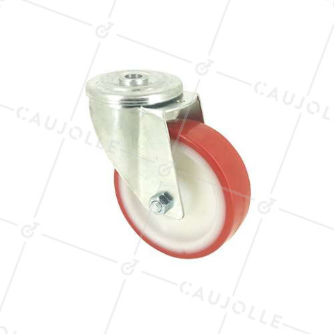 RUEDA DE MANIPULACIÓN CON AGUJERO PASANTE DE NYLON Y POLIURETANO RESISTENTE A LOS ACEITES Y GRASAS CON 100 MM DE DIÁMETRO, CARGA DE 120 KG - S06NP 10 • Caujolle