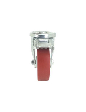 RUEDA DE MANIPULACIÓN CON AGUJERO PASANTE Y FRENO, DE POLIURETANO ROJO, DIÁMETRO DE 100 MM, CAPACIDAD DE CARGA DE 120 KG - S06NP