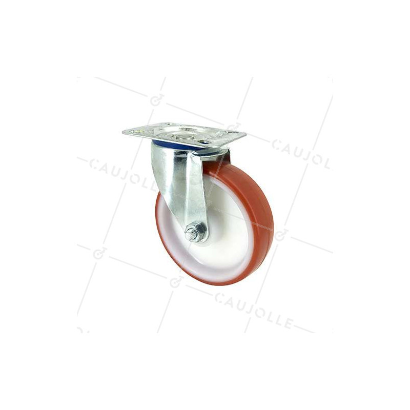 Roulette pivotante en nylon polyuréthane diamètre 125 mm