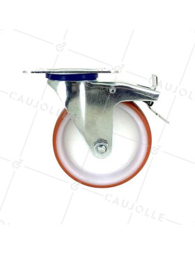 Roulette pivotante à frein en nylon polyuréthane diamètre 125 mm