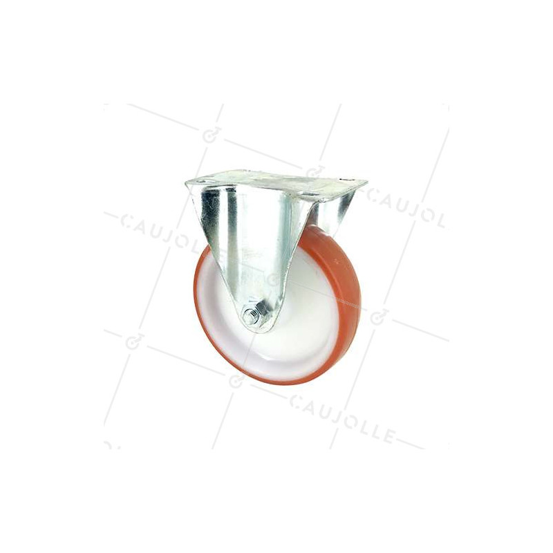 Roulette fixe en nylon polyuréthane diamètre 125 mm