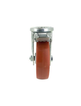 RUEDA DE MANIPULACIÓN CON AGUJERO PASANTE Y FRENO, DE POLIURETANO ROJO, DIÁMETRO DE 125 MM, CAPACIDAD DE CARGA DE 120 KG - S06NP