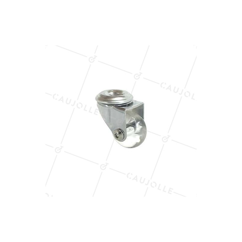 Ruota DESIGN PIVOTANTE A Foro di fissaggio TRASPARENTE FLESSIBILE DIAMETRO 35MM CARICO 35KG A FISSAGGIO DI 10 MM - S140TR 35O