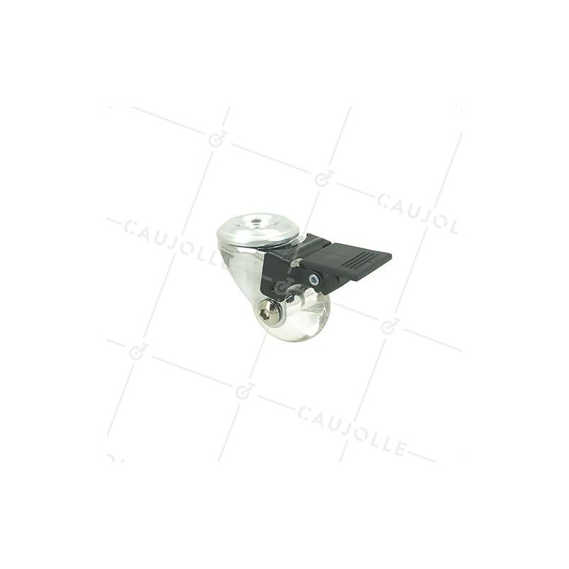 Ruota DESIGN PIVOTANTE A Foro di fissaggio A FRENO TRASPARENTE SOFFICE DIAMETRO 35MM CARICO 35KG A FISSAGGIO DI 10 MM - S140TR 3