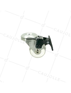 Ruota DESIGN PIVOTANTE A Foro di fissaggio A FRENO TRASPARENTE SOFFICE DIAMETRO 35MM CARICO 35KG A FISSAGGIO DI 10 MM - S140TR 3