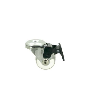 Ruota DESIGN PIVOTANTE A Foro di fissaggio A FRENO TRASPARENTE SOFFICE DIAMETRO 35MM CARICO 35KG A FISSAGGIO DI 10 MM - S140TR 3