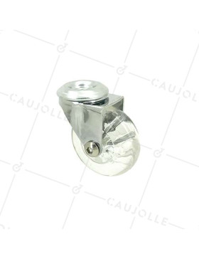 Ruota DESIGN PIVOTANTE A Foro di fissaggio TRASPARENTE FLESSIBILE DIAMETRO 50 MM CARICO 40KG A FISSAGGIO DI 10 MM - S140TR 50O • Caujolle