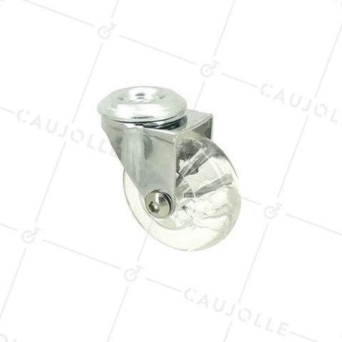 Ruota DESIGN PIVOTANTE A Foro di fissaggio TRASPARENTE FLESSIBILE DIAMETRO 50 MM CARICO 40KG A FISSAGGIO DI 10 MM - S140TR 50O • Caujolle