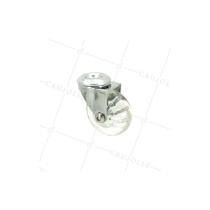 Ruota DESIGN PIVOTANTE A Foro di fissaggio TRASPARENTE FLESSIBILE DIAMETRO 50 MM CARICO 40KG A FISSAGGIO DI 10 MM - S140TR 50O