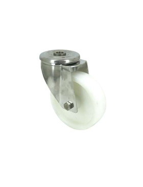 Roulette à oeil en inox avec galet en nylon diamètre 100 mm