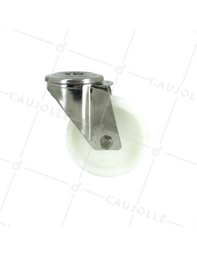Roulette à oeil en inox avec galet en nylon diamètre 100 mm