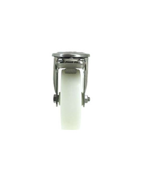RUEDA CON AGUJERO PASANTE DE 12 MM, FRENO INOXIDABLE Y RODILLO DE NAILON DE 100 MM DE DIÁMETRO, 150 KG DE CARGA - INOXIDABLE O 1