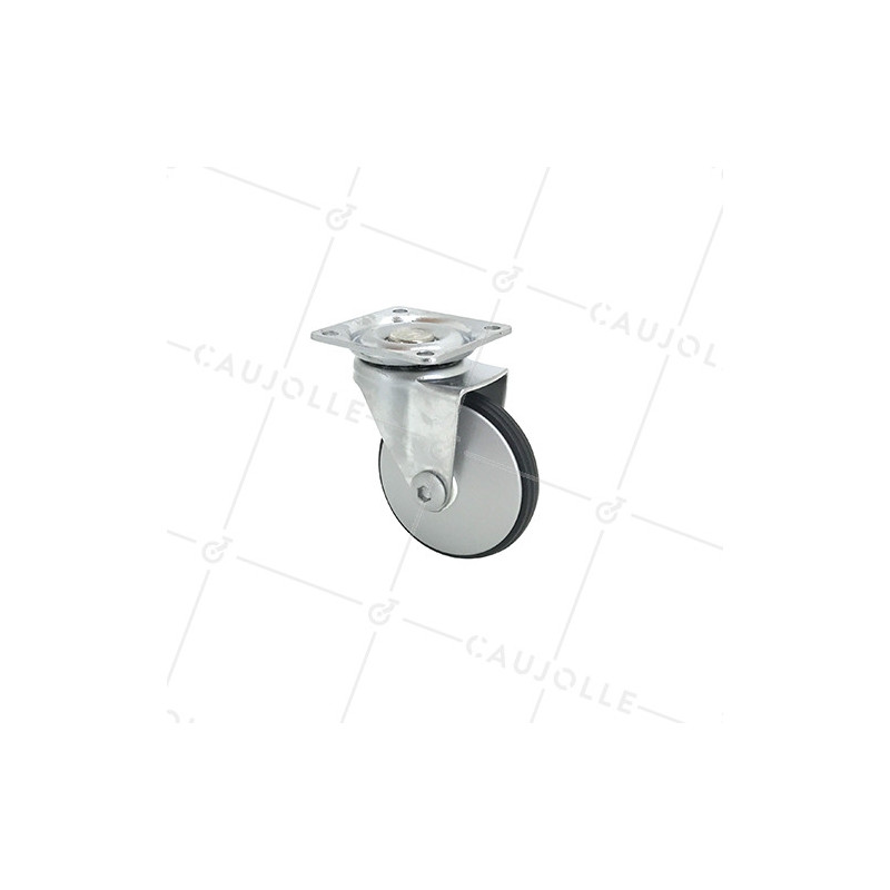 Roulette design en métal et aluminium gris diamètre 50 mm