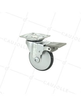 Ruota DESIGN CON FREN0 IN ALLUMINIO GRIGIO DIAMETRO 50 MM CARICO 25 KG - METALSTYL 50PAF • Caujolle