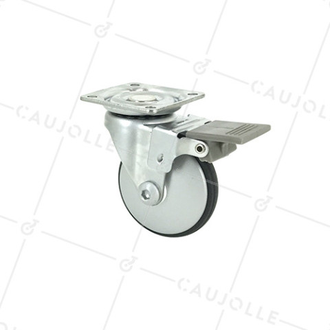 Ruota DESIGN CON FREN0 IN ALLUMINIO GRIGIO DIAMETRO 50 MM CARICO 25 KG - METALSTYL 50PAF • Caujolle