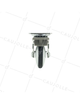 Roulette design en métal et aluminium gris à frein, diamètre 50 mm
