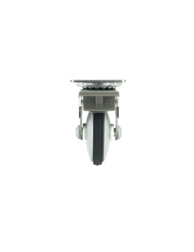 Roulette design en métal et aluminium gris à frein, diamètre 50 mm