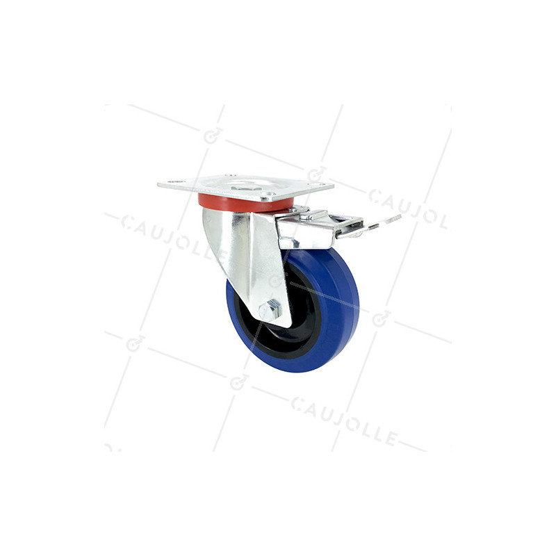 Ruota INDUSTRIALE ELASTICA NON MACCHIANTE A FRENO PER FLIGHTCASES DIAMETRO 100 MM CARICO 120 KG - S2NS100AFBLEUE