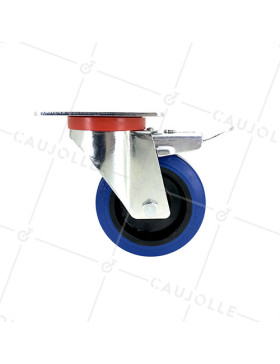 Ruota INDUSTRIALE ELASTICA NON MACCHIANTE A FRENO PER FLIGHTCASES DIAMETRO 100 MM CARICO 120 KG - S2NS100AFBLEUE