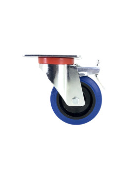 Ruota INDUSTRIALE ELASTICA NON MACCHIANTE A FRENO PER FLIGHTCASES DIAMETRO 100 MM CARICO 120 KG - S2NS100AFBLEUE