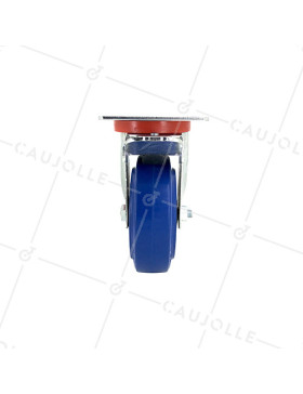 Ruota INDUSTRIALE ELASTICA NON MACCHIANTE A FRENO PER FLIGHTCASES DIAMETRO 100 MM CARICO 120 KG - S2NS100AFBLEUE