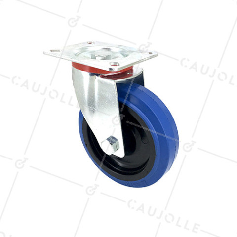 Ruota INDUSTRIALE ELASTICA NON MACCHIANTI PER FLIGHTCASES DIAMETRO 125 MM CARICO 120 KG - S2NS125BLEUE • Caujolle