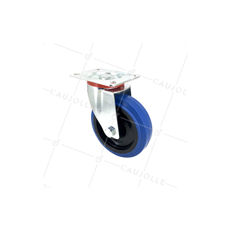 Ruota INDUSTRIALE ELASTICA NON MACCHIANTI PER FLIGHTCASES DIAMETRO 125 MM CARICO 120 KG - S2NS125BLEUE