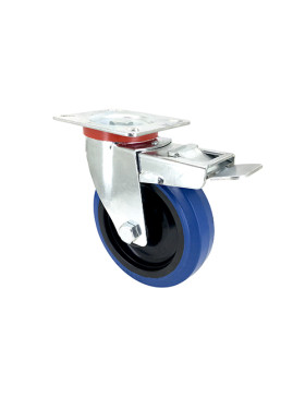 Ruota INDUSTRIALE ELASTICA NON MACCHIANTE CON FRENATURA PER FLIGHTCASE DIAMETRO 125 MM CARICO 120 KG - S2NS125AFBLEUE
