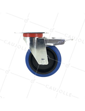 Ruota INDUSTRIALE ELASTICA NON MACCHIANTE CON FRENATURA PER FLIGHTCASE DIAMETRO 125 MM CARICO 120 KG - S2NS125AFBLEUE