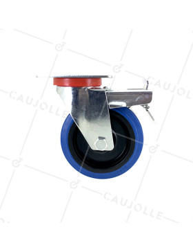 Ruota INDUSTRIALE ELASTICA NON MACCHIANTE CON FRENATURA PER FLIGHTCASE DIAMETRO 125 MM CARICO 120 KG - S2NS125AFBLEUE