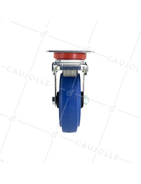 Ruota INDUSTRIALE ELASTICA NON MACCHIANTE CON FRENATURA PER FLIGHTCASE DIAMETRO 125 MM CARICO 120 KG - S2NS125AFBLEUE