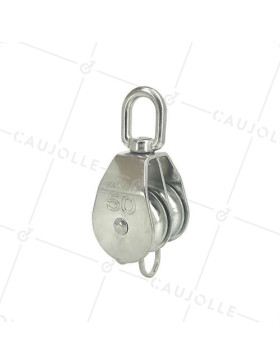 PULLEY IN ACCIAIO INOX MARINO 316 DOPPIA PULLE DIAMETRO 50 MM CARICO 750 KG • Caujolle