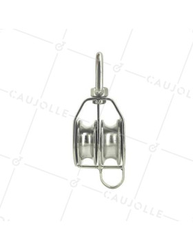 Poulie avec émerillon et double galets de diamètre 50 mm