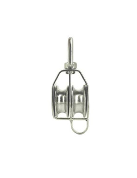 Poulie avec émerillon et double galets de diamètre 50 mm