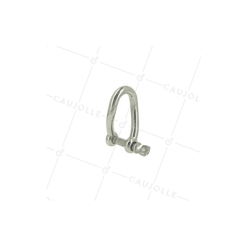 Manille torse en inox avec axe traversant de 10 mm de diamètre