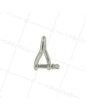 Manille torse en inox avec axe traversant de 10 mm de diamètre