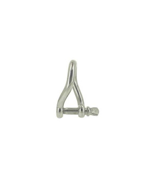 Manille torse en inox avec axe traversant de 10 mm de diamètre