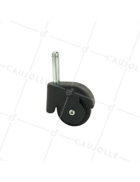 Roulette d’ameublement noire pivotante à tige lisse diamètre 50mm