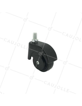 Ruota D'ARREDAMENTO NERA CON PIEDINO FILETTATO DIAMETRO 50 CARICO 40 KG - S47TF • Caujolle