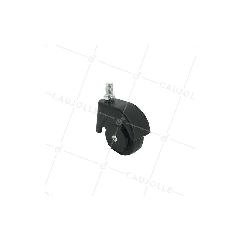 Roulette d’ameublement noire pivotante à tige filetée diamètre 50mm