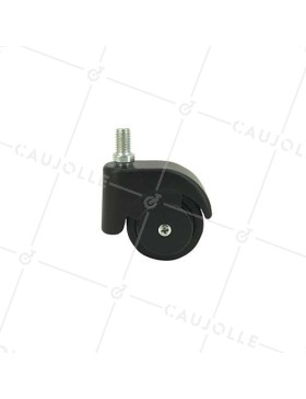 Roulette d’ameublement noire pivotante à tige filetée diamètre 50mm