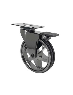 Ruota DESIGN IN ALLUMINIO CROMO SPECCHIO CON FRENANTE DIAMETRO 125MM CARICO 70KG - BLACKNICKEL 125PAF