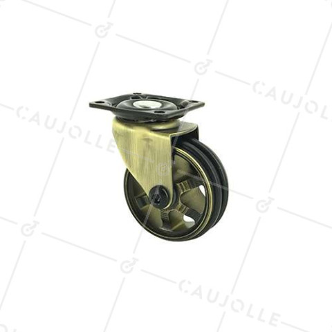 Ruota DESIGN RETRO IN ALLUMINIO DORATO DIAMETRO 50 MM CARICO 30KG - GOLDSTYL50P • Caujolle