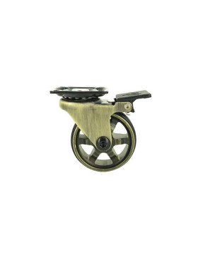 Ruota DESIGN RETRO CON FRENO IN ALLUMINIO DORATO DIAMETRO 50 MM CARICO 30KG - GOLDSTYL50PAF