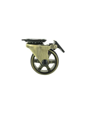 Ruota DESIGN RETRO CON FRENO IN ALLUMINIO DORATO DIAMETRO 50 MM CARICO 30KG - GOLDSTYL50PAF