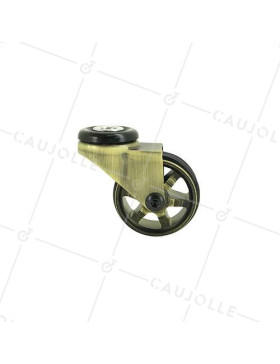 Ruota DESIGN RETRO A Foro di fissaggio IN ALLUMINIO DORATO DIAMETRO 50 MM CARICO 30KG A FISSAGGIO DI 10 MM - GOLDSTYL50O