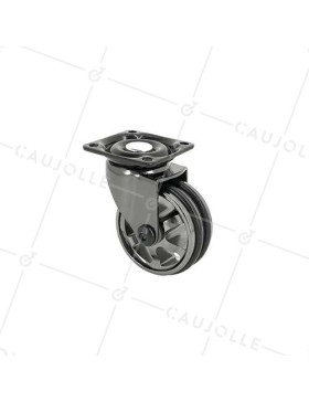 Ruota DESIGN IN ALLUMINIO NERO SPECCHIO DIAMETRO 50 MM CARICO 30KG - BLACKNICKEL 50P • Caujolle
